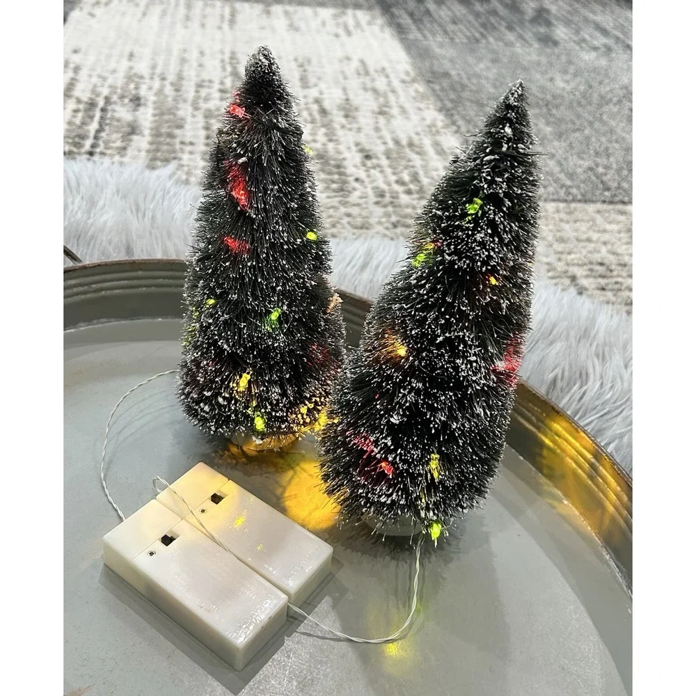 LEMAX‎ Colorful Lighted Evergreen Tree Set Of 2 Battery Operated